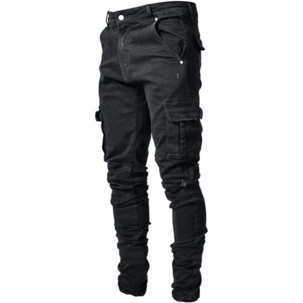 New Men's Slim Fit Skinny Jeans - 7 Pockets, Stretch Denim, Nova Fashion , Black
